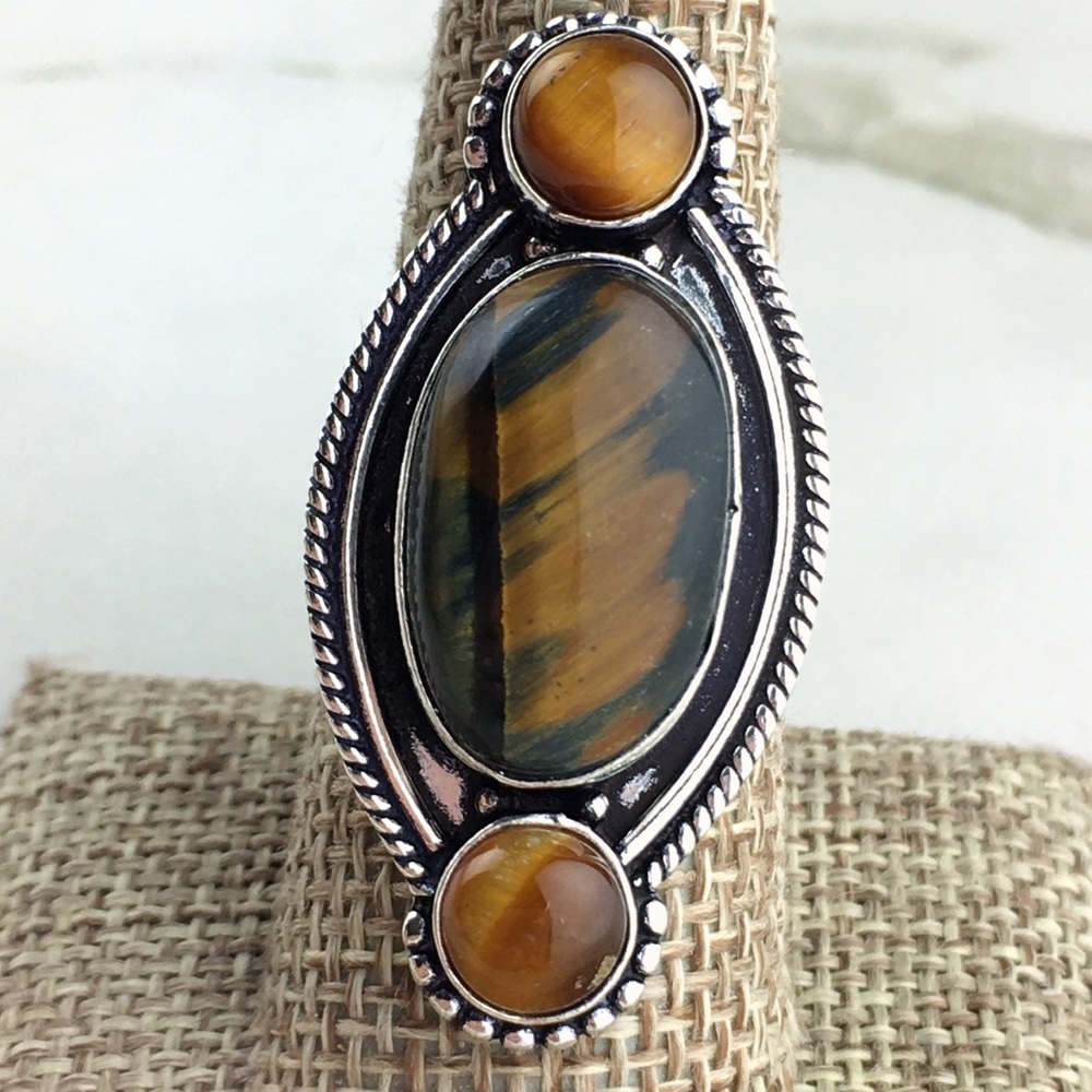Tiger’s Eye Stone Ring Size 8 1/2